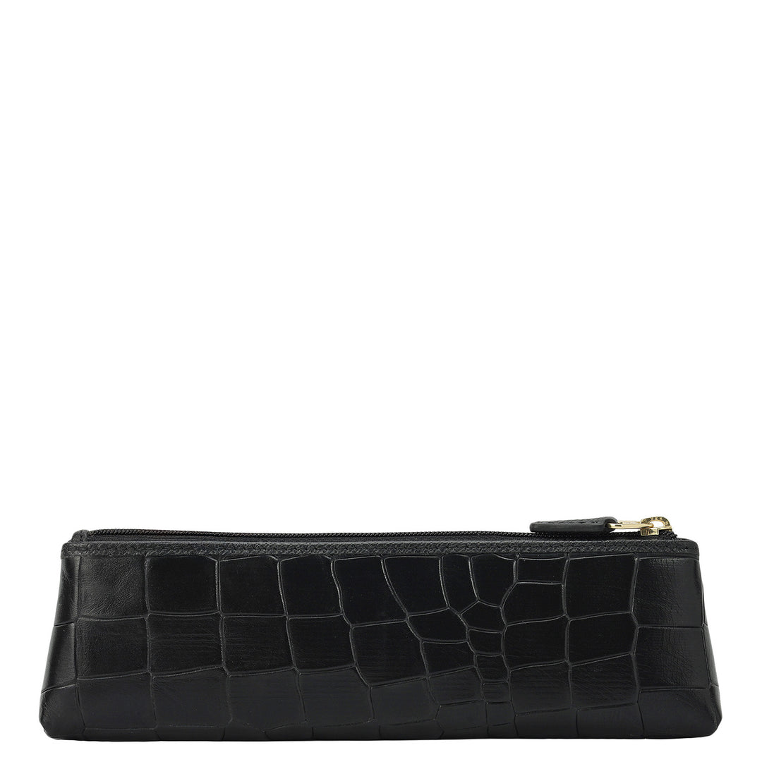 Croco Leather Multi Pouch - Black