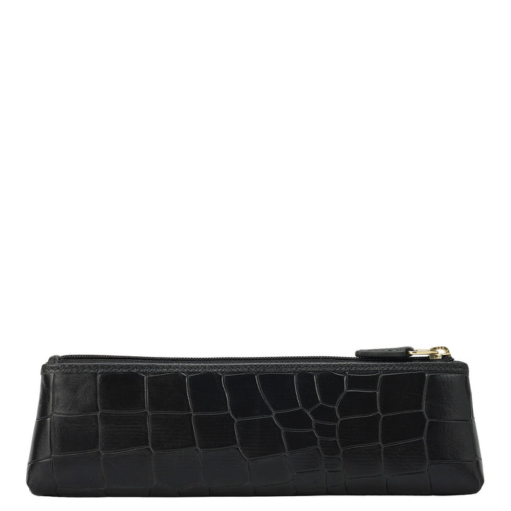 Croco Leather Multi Pouch - Black