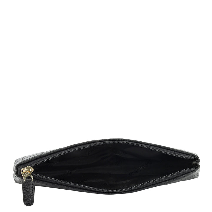 Croco Leather Multi Pouch - Black