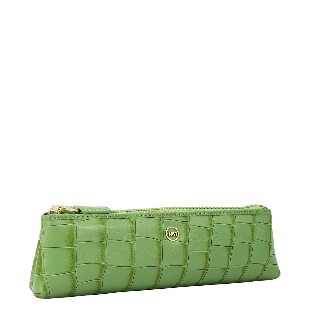 Croco Leather Multi Pouch - Kiwi