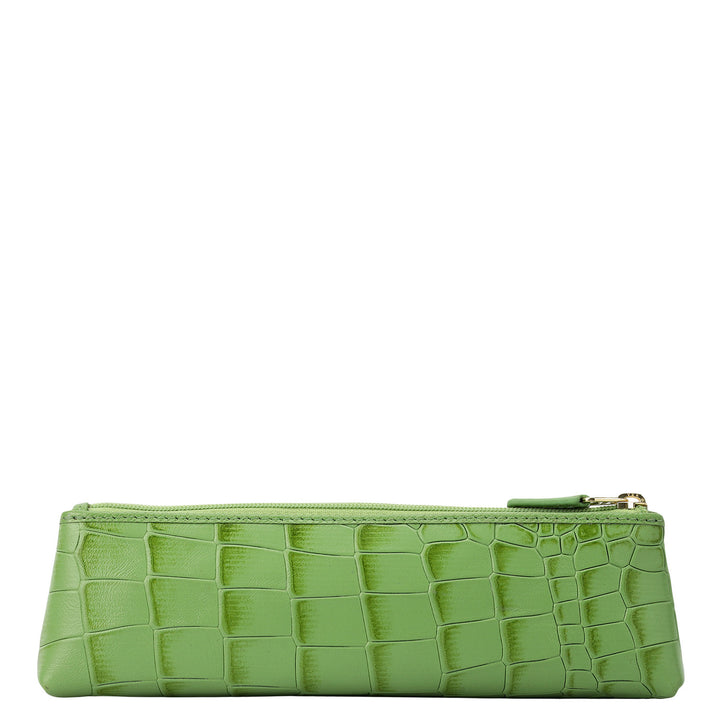 Croco Leather Multi Pouch - Kiwi