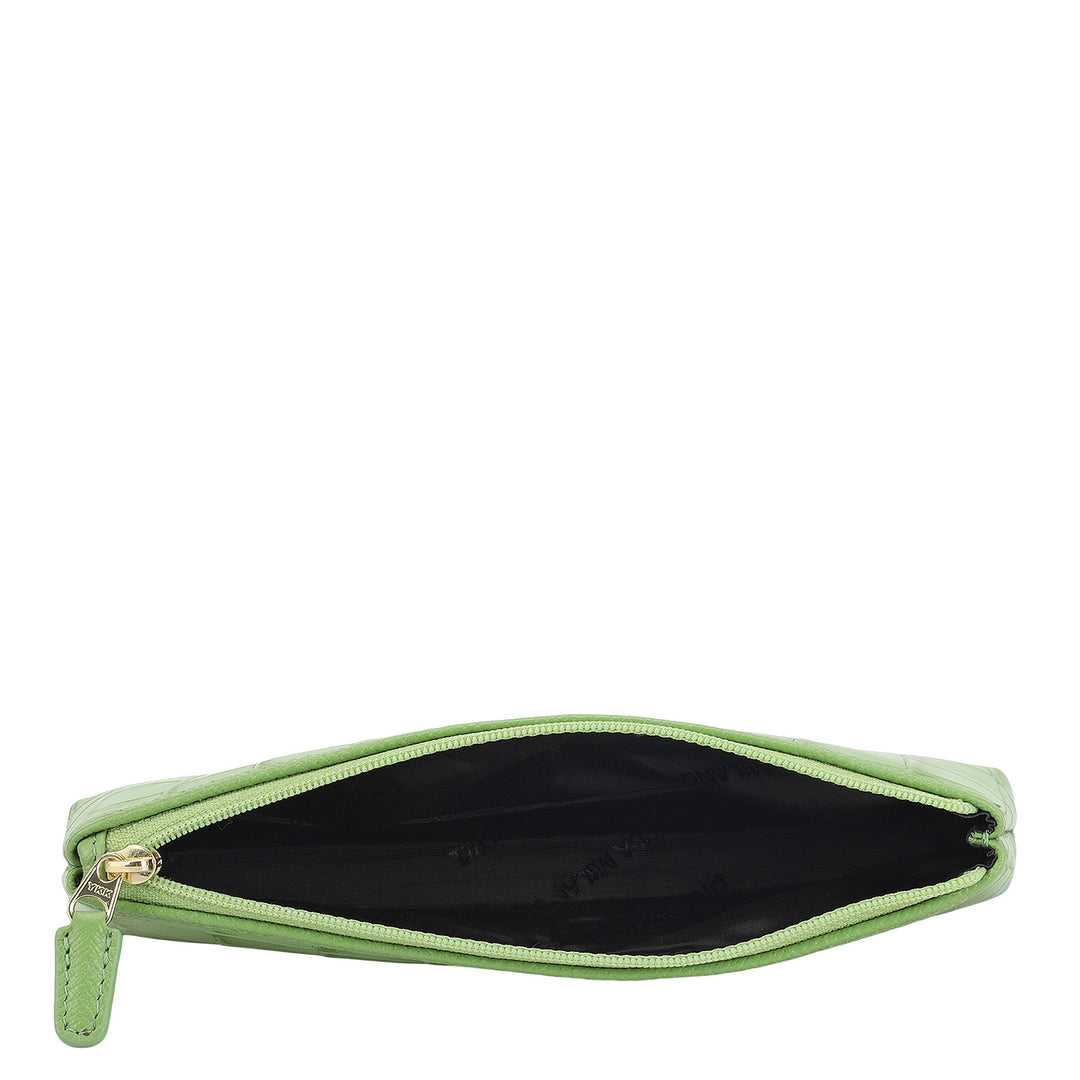 Croco Leather Multi Pouch - Kiwi