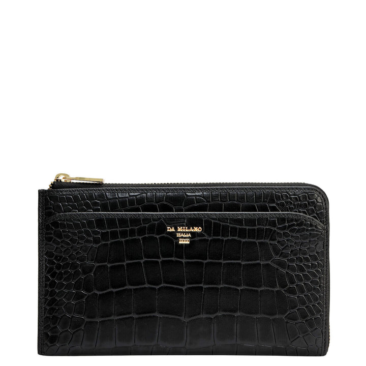 Croco Leather Multi Pouch - Black
