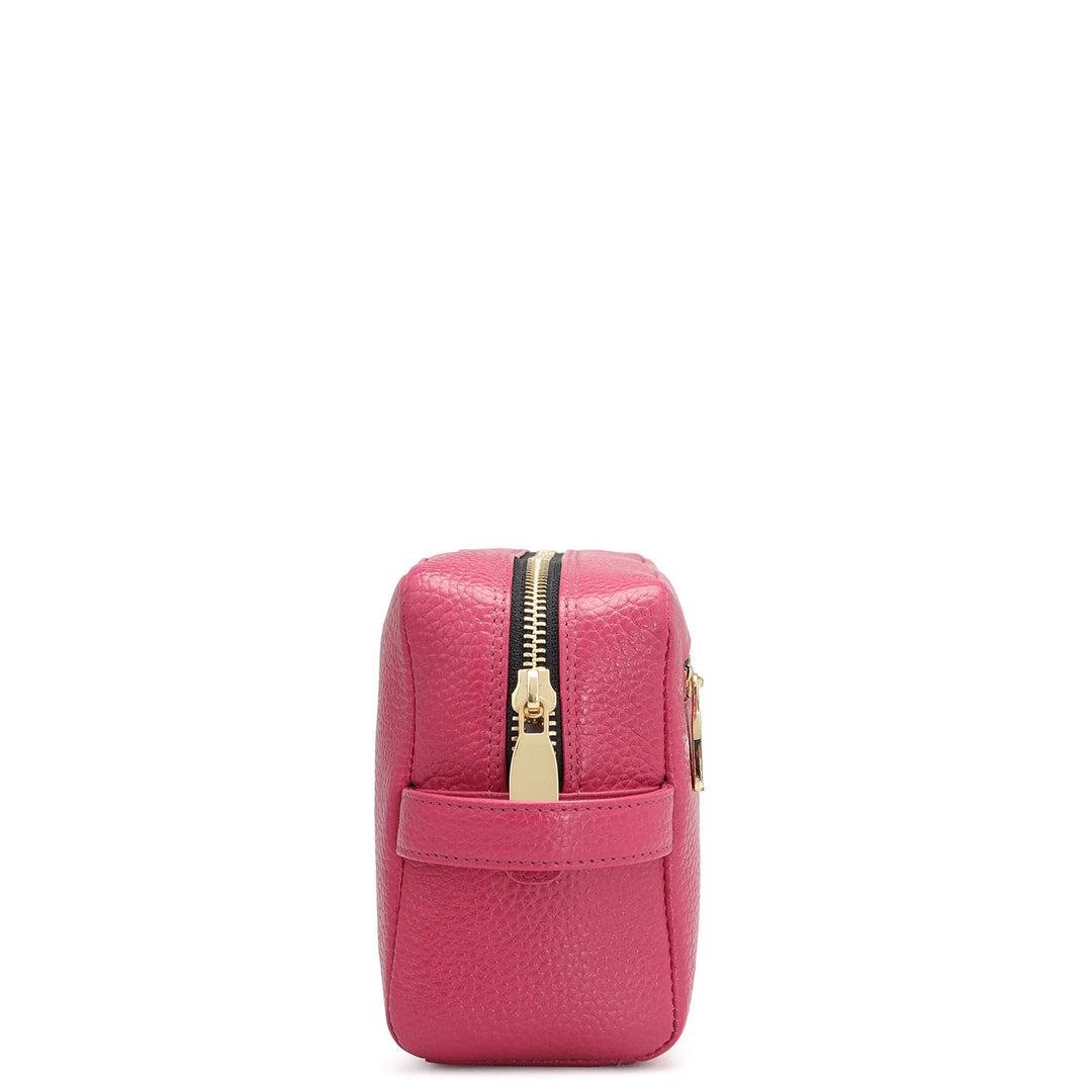 Wax Leather Multi Pouch - Magenta