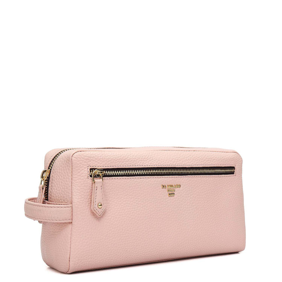 Wax Leather Multi Pouch - Baby Pink