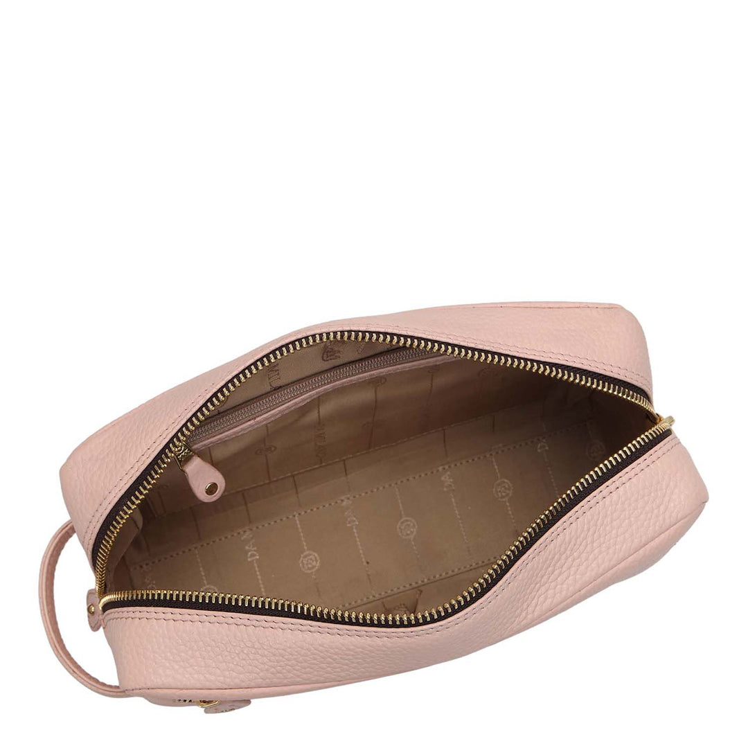 Wax Leather Multi Pouch - Baby Pink