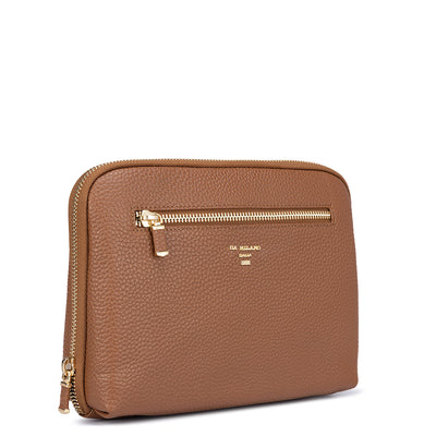 Wax Leather Multi Pouch - Cognac