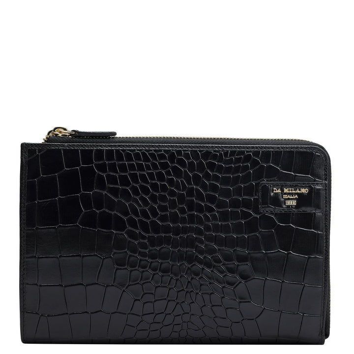 Croco Leather Multi Pouch - Black