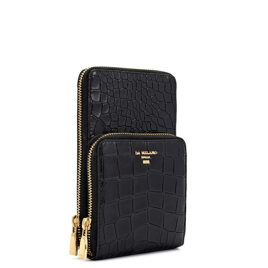 Croco-Texture Cross Body - Black