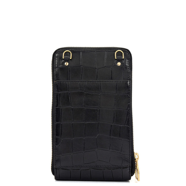 Croco-Texture Cross Body - Black