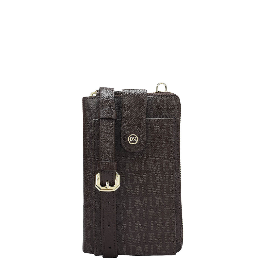 Monoram Leather Crossbody - Chocolate