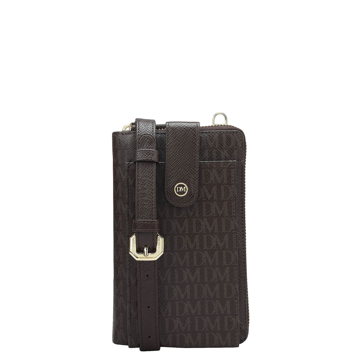 Monoram Leather Crossbody - Chocolate