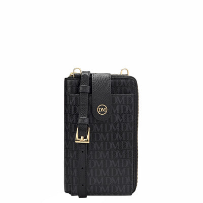 Monogram Leather Crossbody - Black