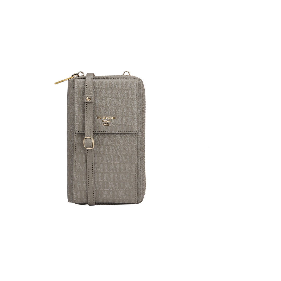 Monogram Leather Crossbody - Stone Grey