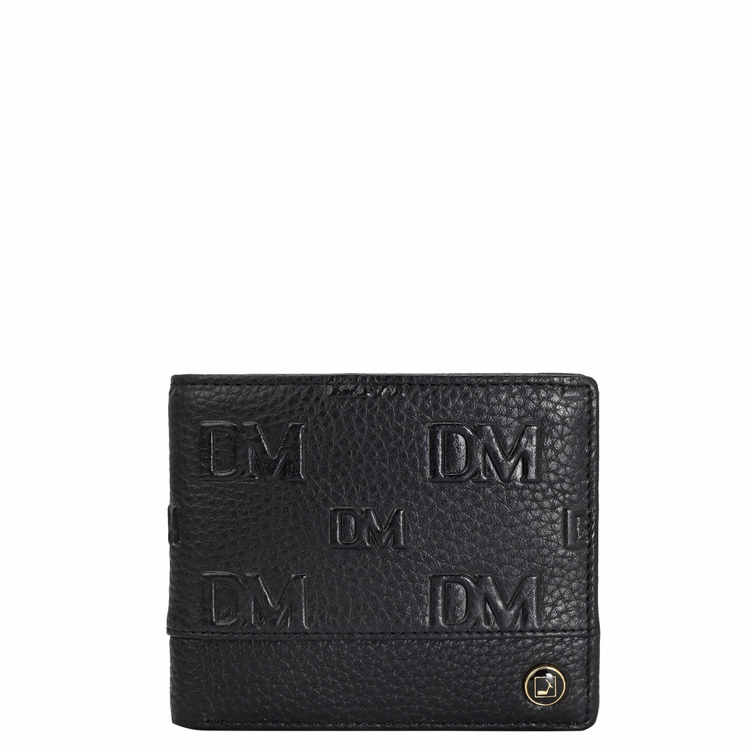 Black Bifold Leather Mens Wallet Da Milano