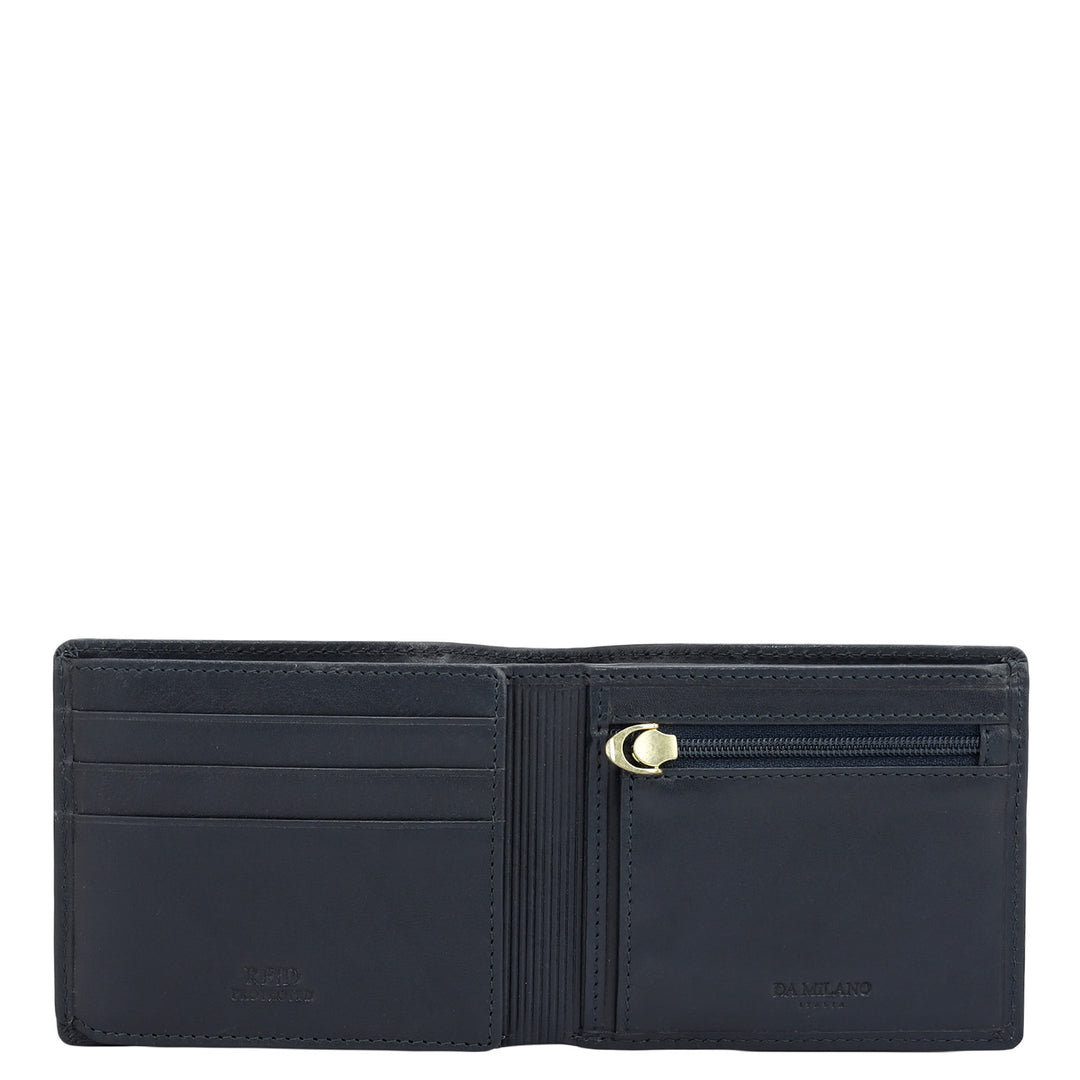 Navy Bifold Leather Mens Wallet