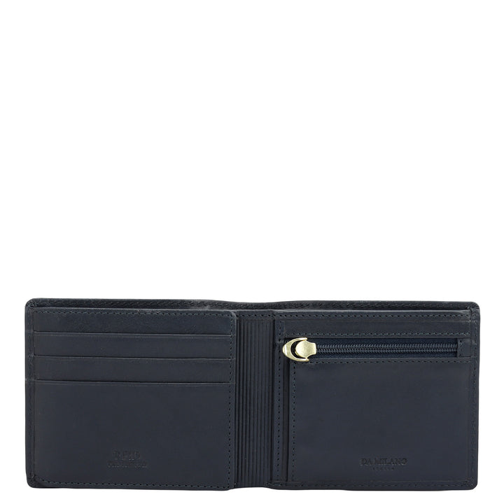 Navy Bifold Leather Mens Wallet