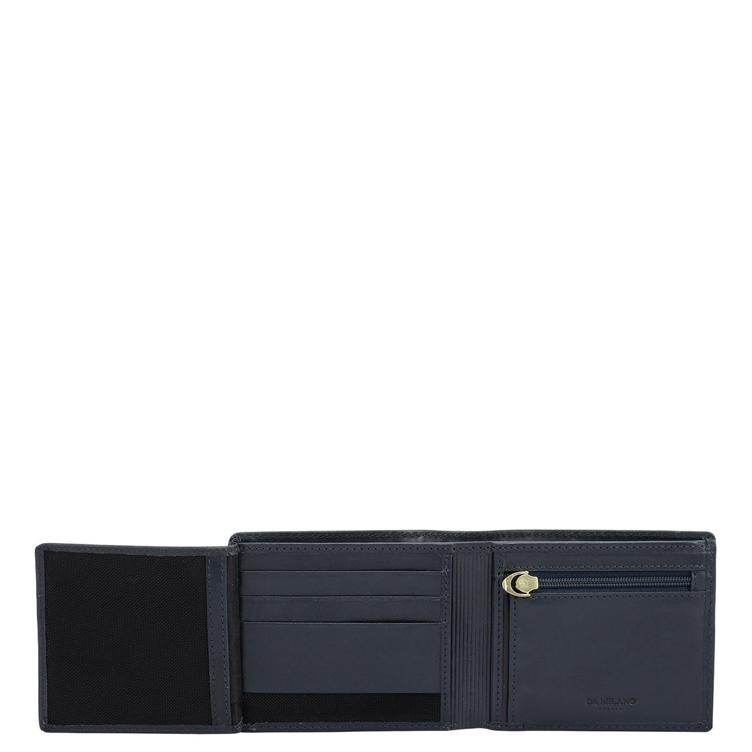 Navy Bifold Leather Mens Wallet
