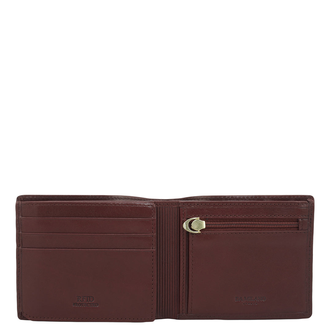 Wine  Bifold Leather Mens Wallet