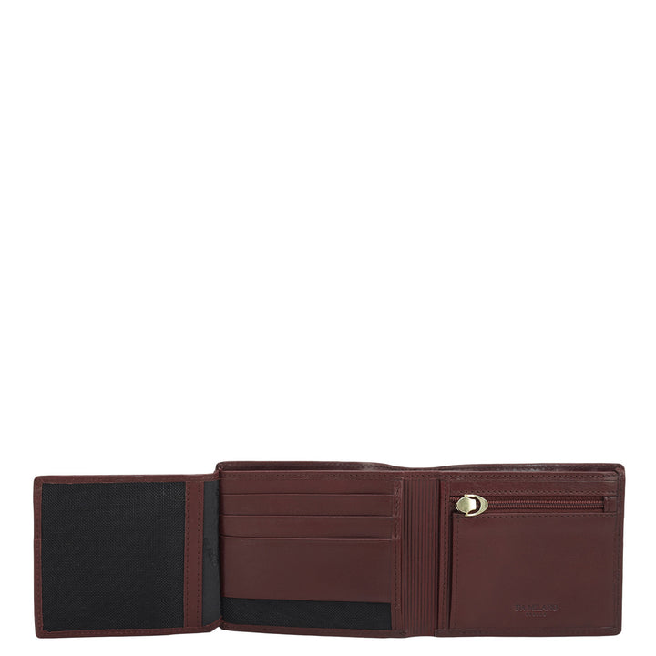 Wine  Bifold Leather Mens Wallet