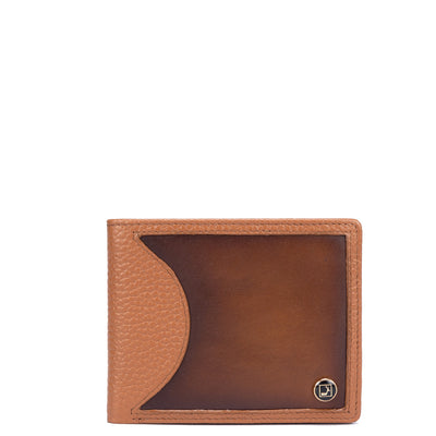 Da Milano Monogram Plain Leather Mens Wallet - Black & Cognac