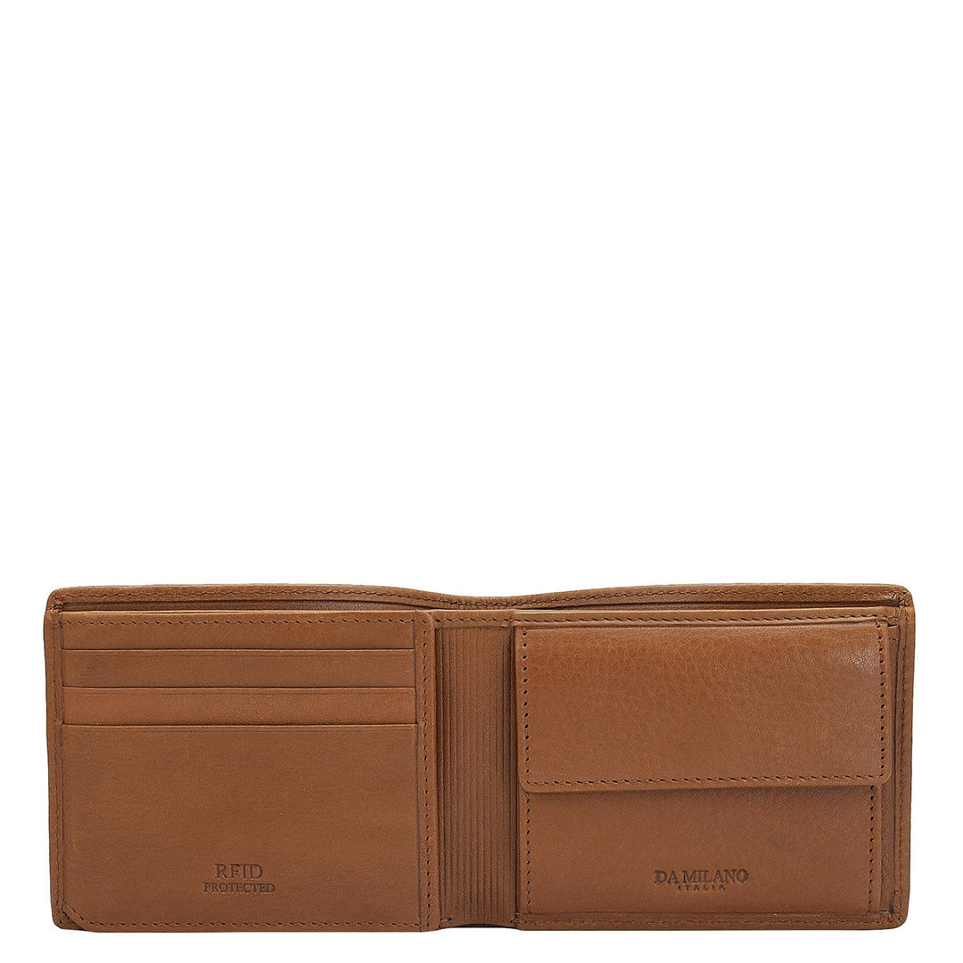Cognac Bifold Leather Mens Wallet – Da Milano