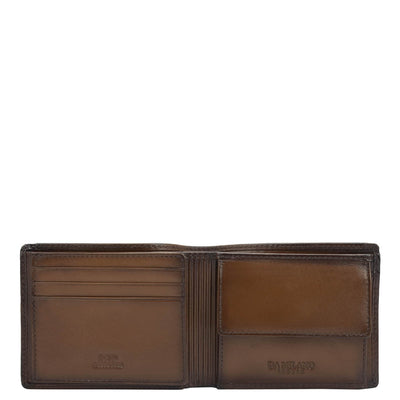 Mat Emboss Leather Mens Wallet - Cognac