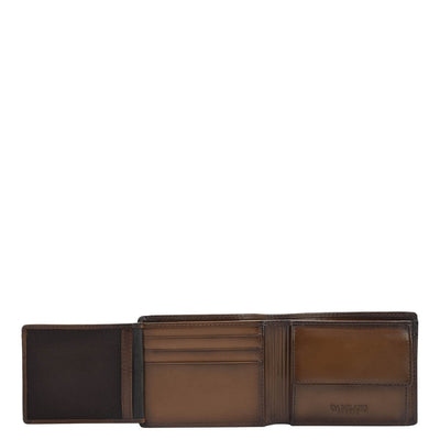 Mat Emboss Leather Mens Wallet - Cognac