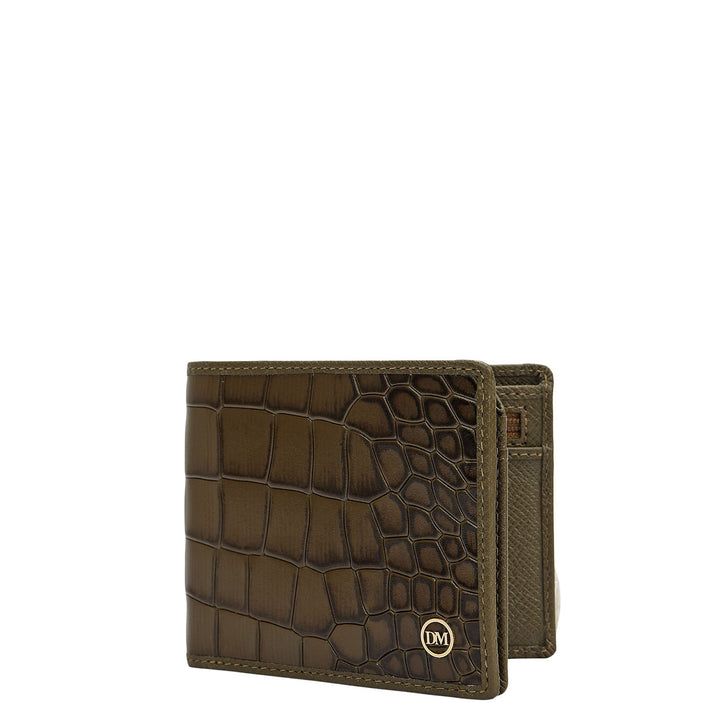 Military Green Bifold Leather Mens Wallet