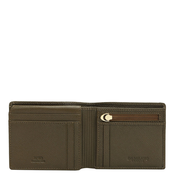 Military Green Bifold Leather Mens Wallet