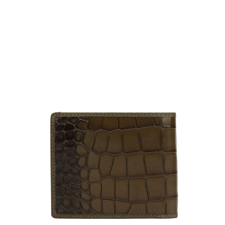 Military Green Bifold Leather Mens Wallet