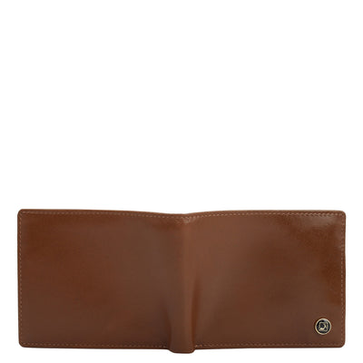 Plain Leather Mens Wallet - Cognac