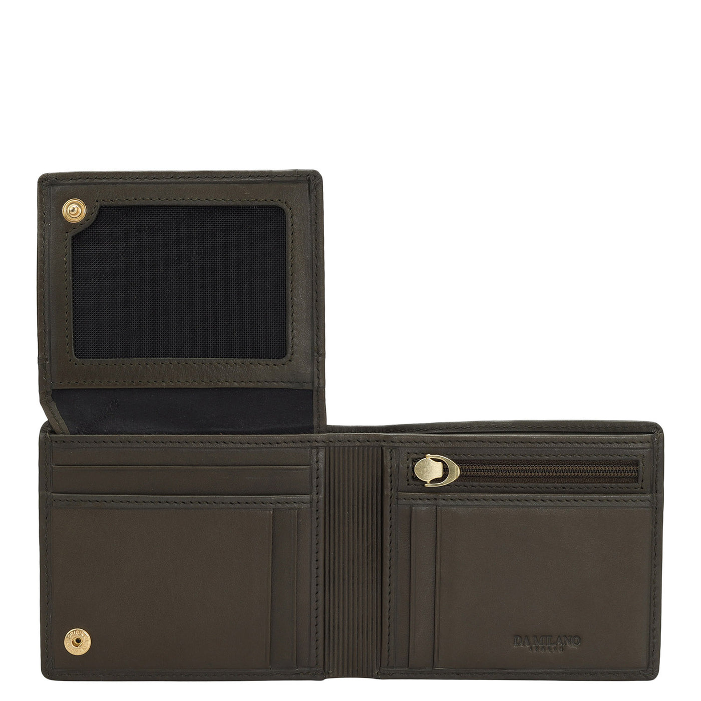 Calf Leather Mens Wallet - Olive