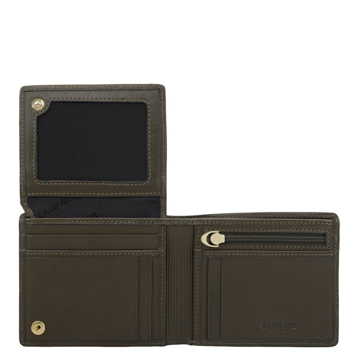 Olive Bifold Leather Mens Wallet