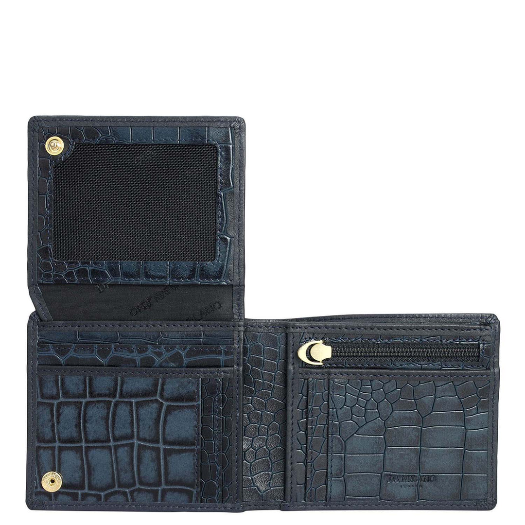 Navy Bifold Leather Mens Wallet