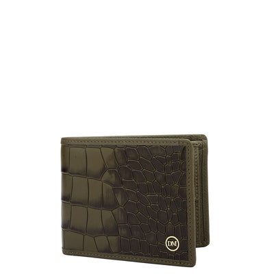 Military Green Bifold Leather Mens Wallet