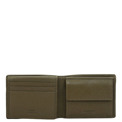Military Green Bifold Leather Mens Wallet