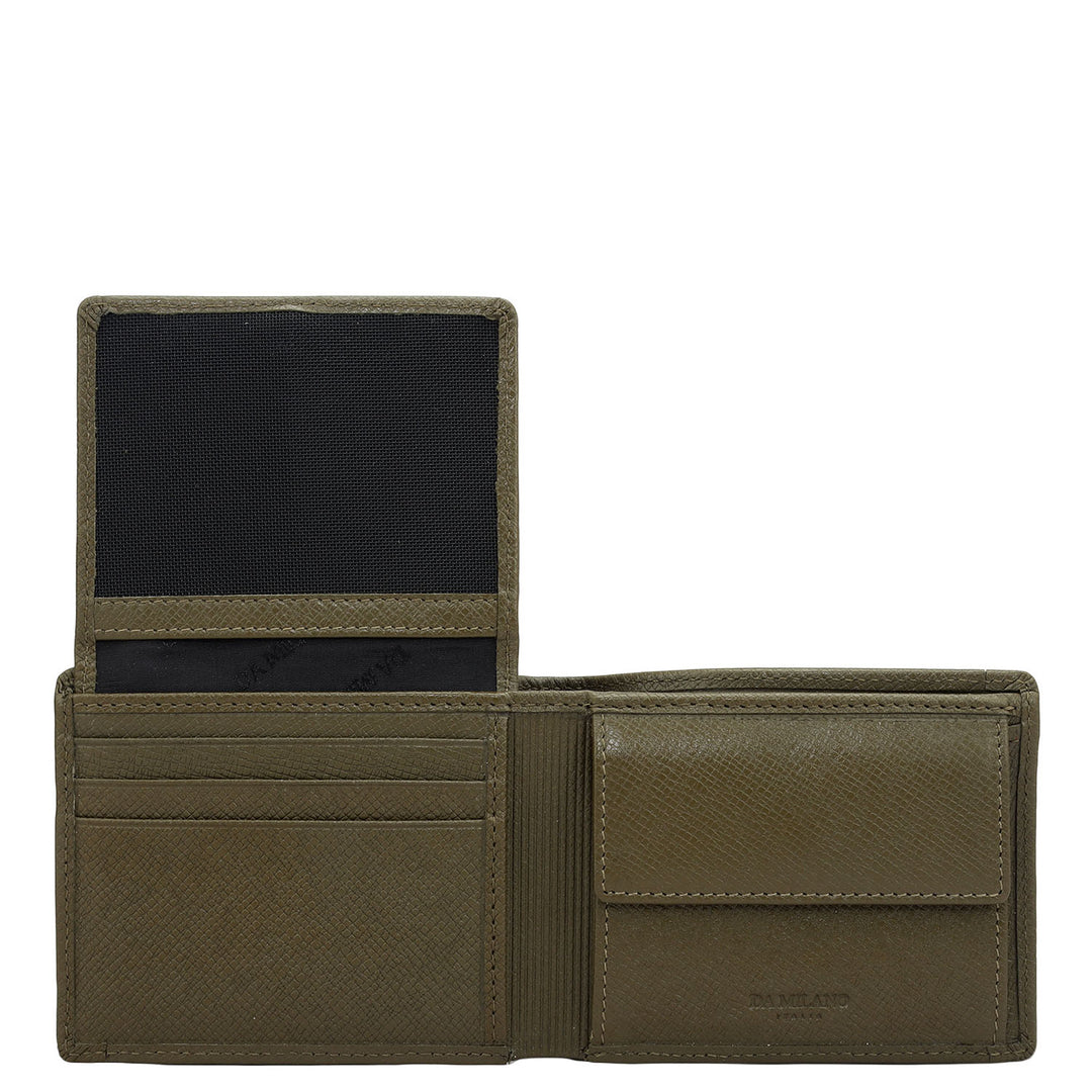 Military Green Bifold Leather Mens Wallet