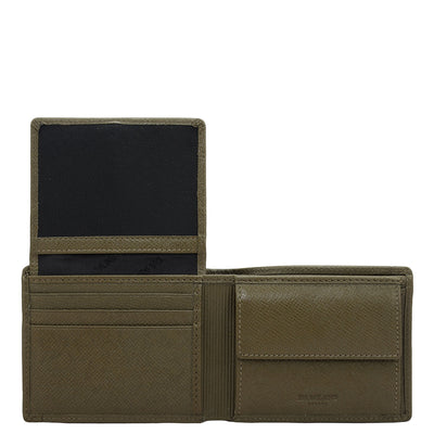 Military Green Bifold Leather Mens Wallet