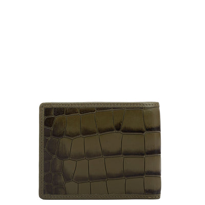Military Green Bifold Leather Mens Wallet