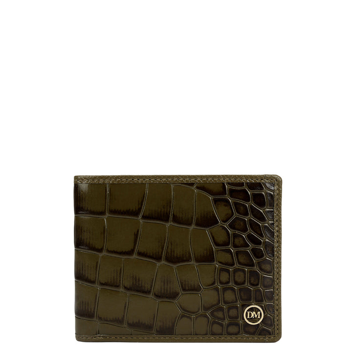 Military Green Bifold Leather Mens Wallet