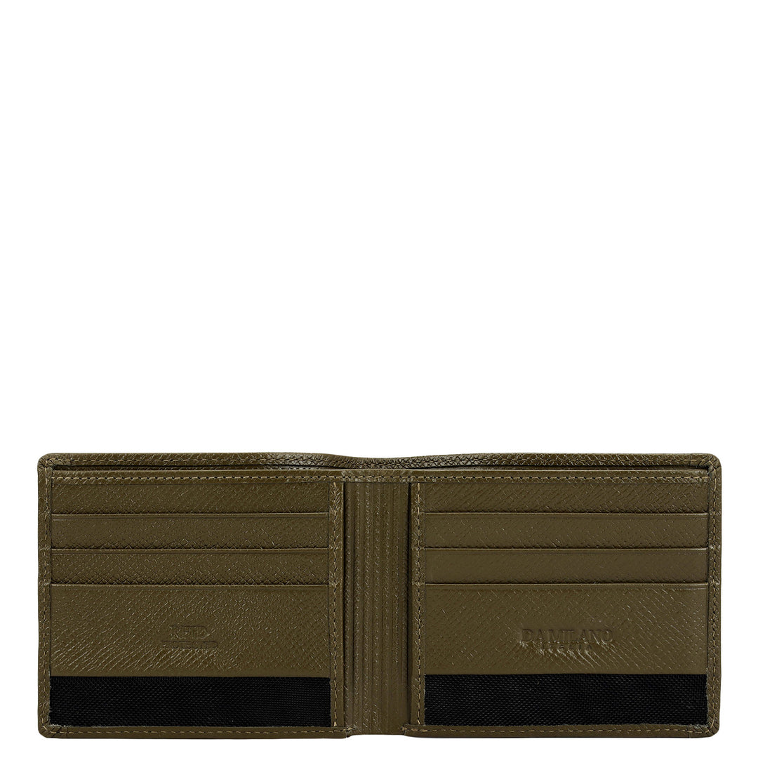 Military Green Bifold Leather Mens Wallet