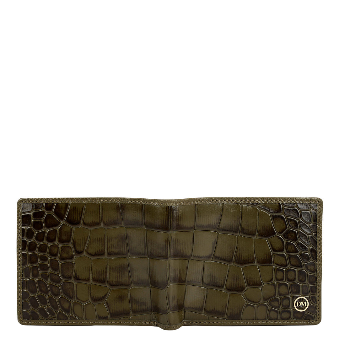 Military Green Bifold Leather Mens Wallet