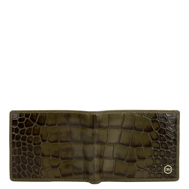 Military Green Bifold Leather Mens Wallet
