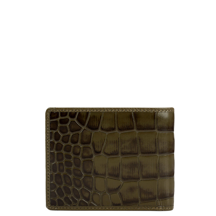 Military Green Bifold Leather Mens Wallet