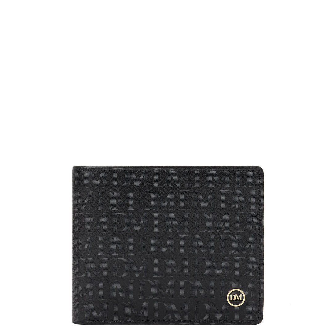 Monogram Bifold Leather Men's Wallet - Black
