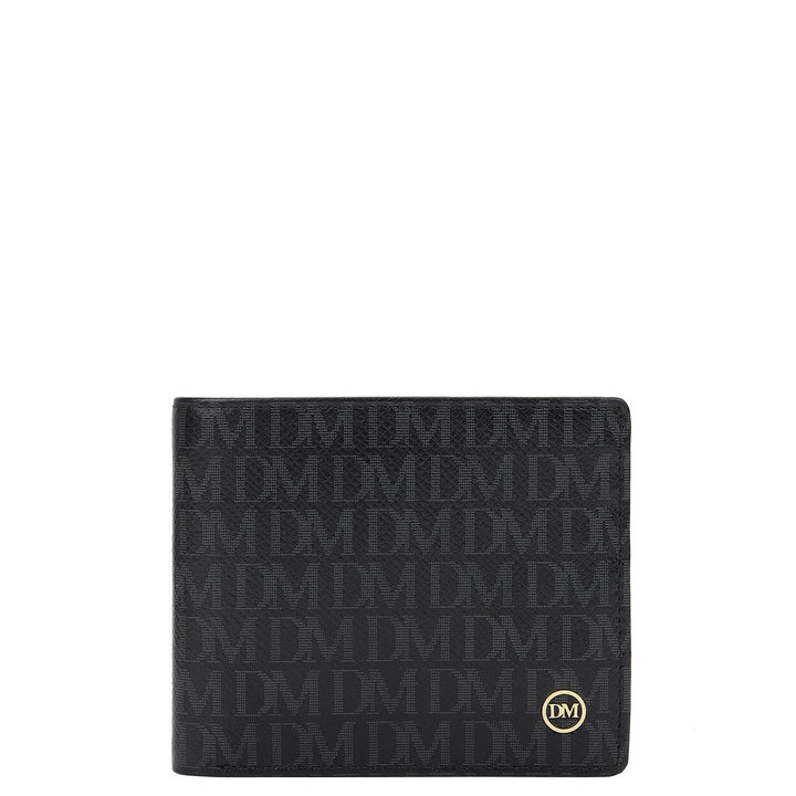 Monogram Bifold Leather Men's Wallet - Black