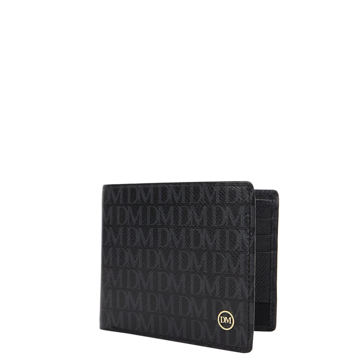Monogram Bifold Leather Men's Wallet - Black