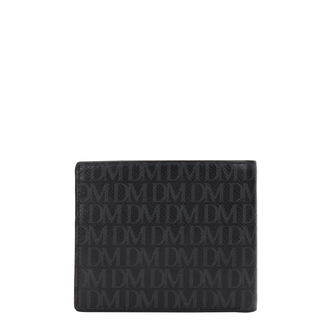 Monogram Bifold Leather Men's Wallet - Black