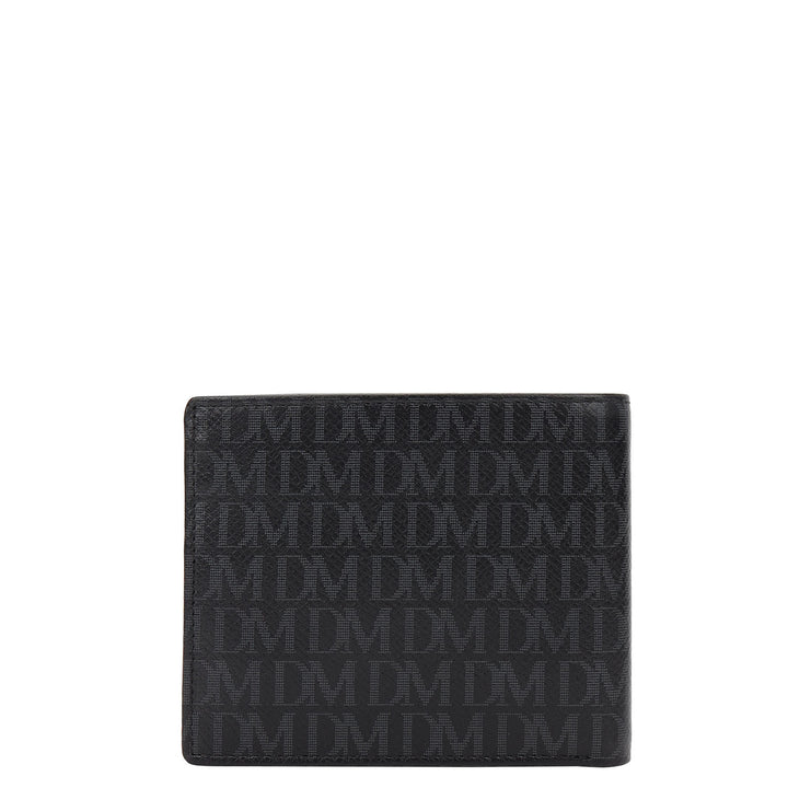 Monogram Bifold Leather Men's Wallet - Black